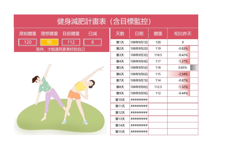 健身減肥計劃表（含目標監控） 預覽