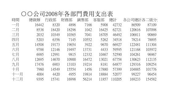 費用支出表 預覽