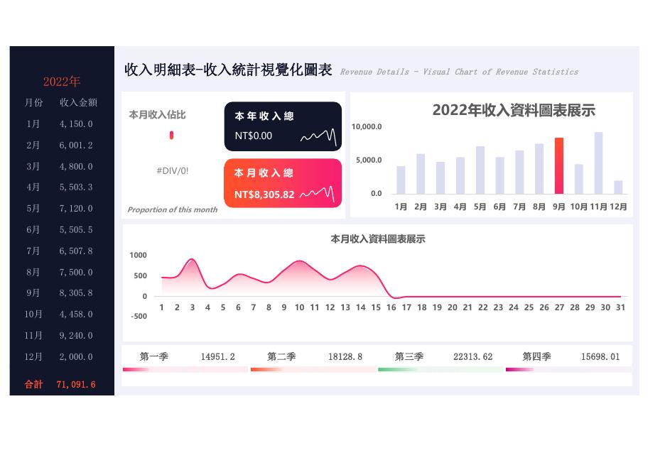 收入明細表-收入統計視覺化圖 預覽