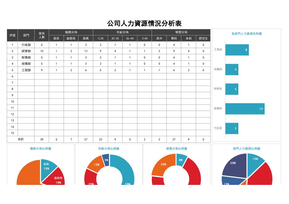 公司人力資源情況分析表 預覽