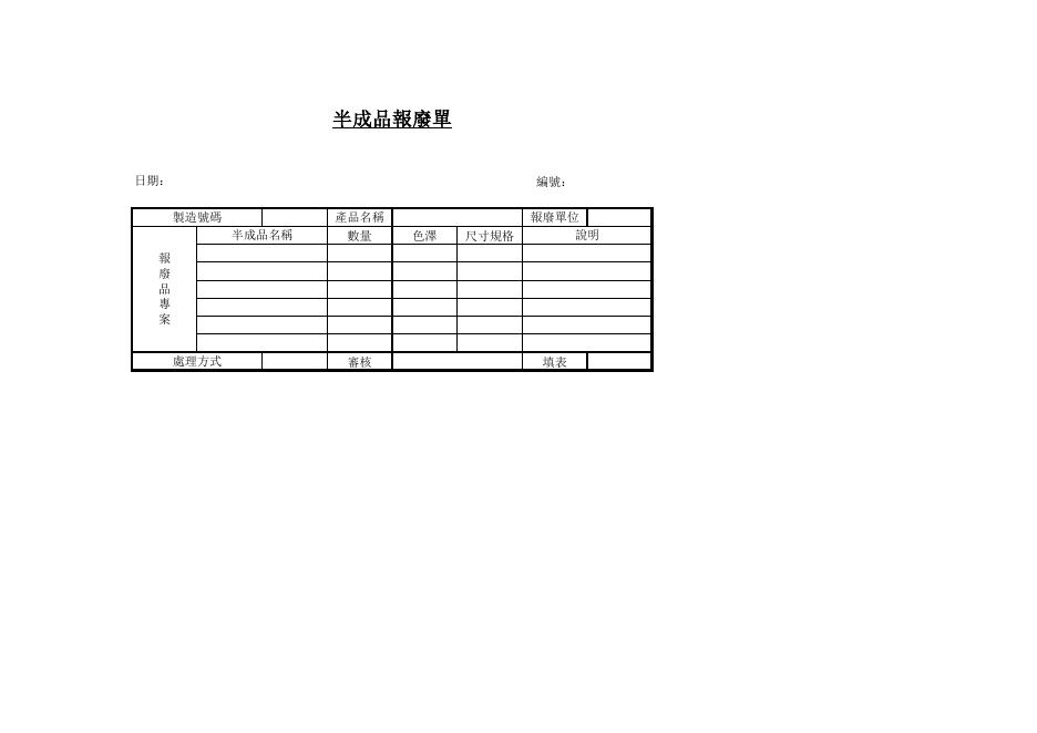 半成品報廢單 預覽