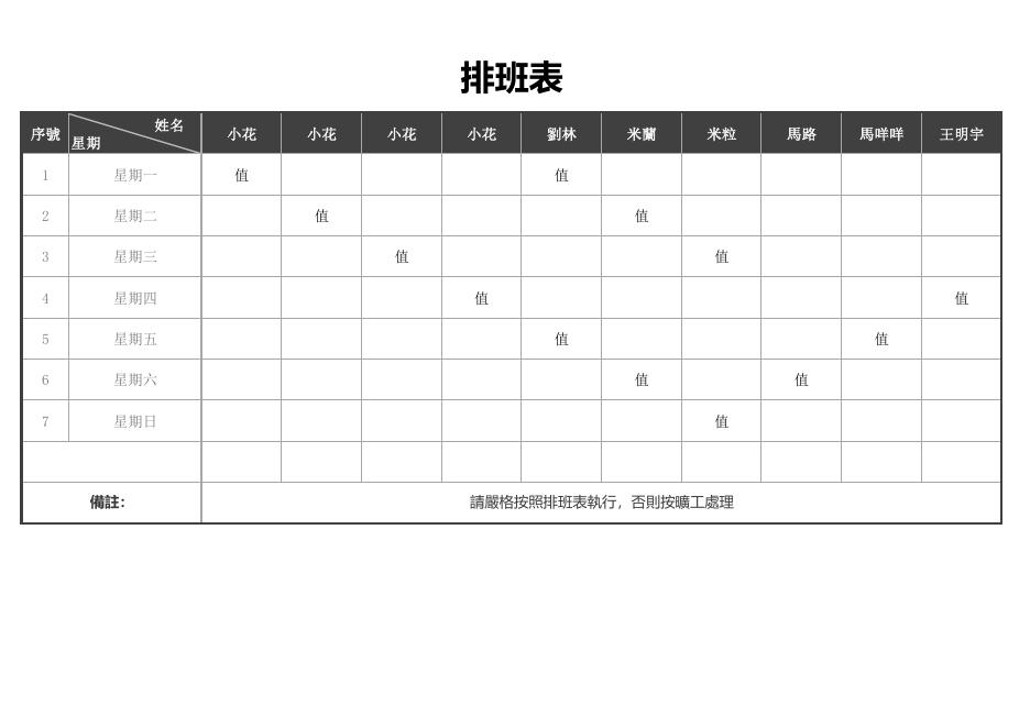 每週排班表(版面 153) 預覽