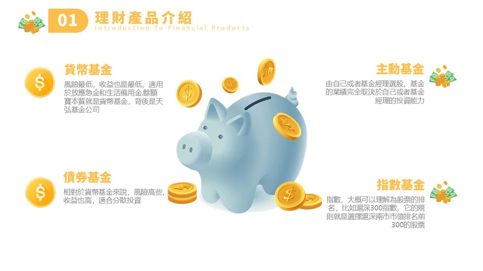新金黄色簡約風金融理財策劃方案PPT模板(1) 第 4 頁