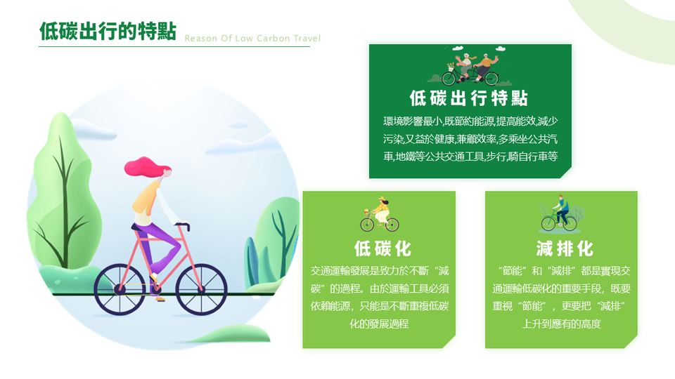 綠色卡通風低碳出行綠色環保PPT模板(1) 第 14 頁