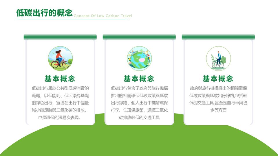 綠色卡通風低碳出行綠色環保PPT模板(1) 第 5 頁