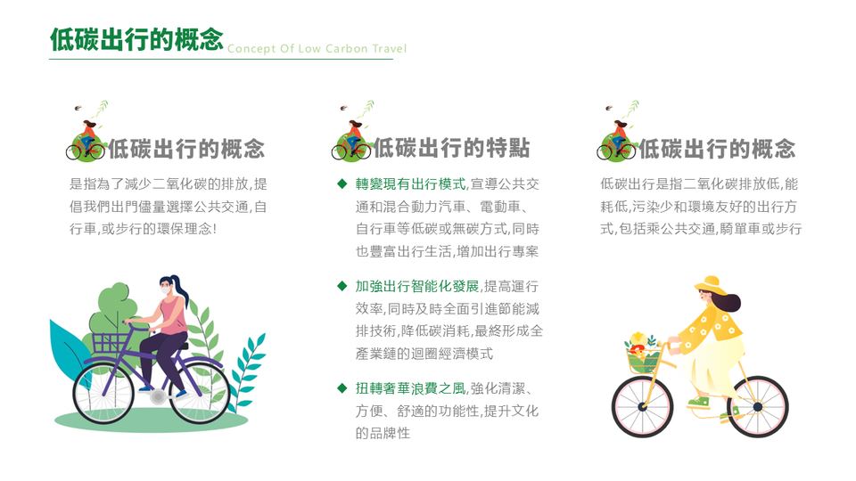 綠色卡通風低碳出行綠色環保PPT模板(1) 第 6 頁