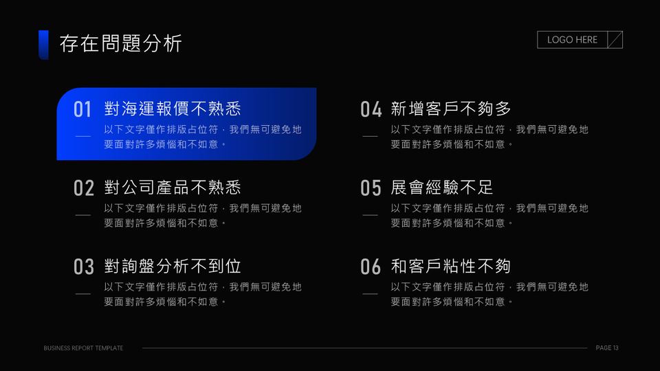 高端黑藍商務風工作彙報PPT模板 第 13 頁