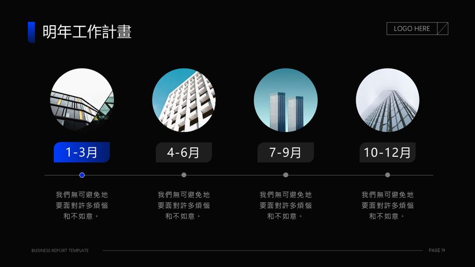 高端黑藍商務風工作彙報PPT模板 第 19 頁
