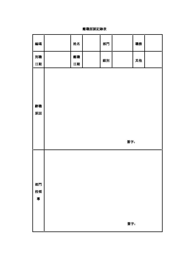 離職面談記錄表 預覽