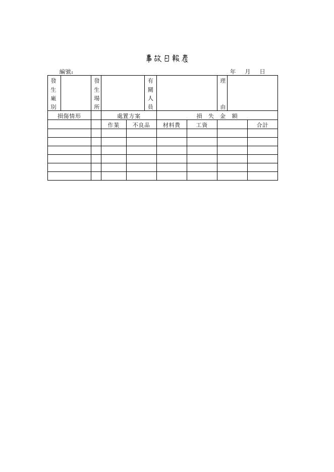 事故日報表 預覽