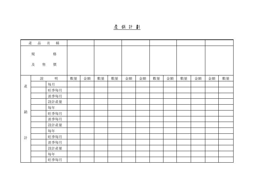 產銷計劃 預覽
