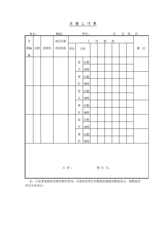 目標工作單 預覽