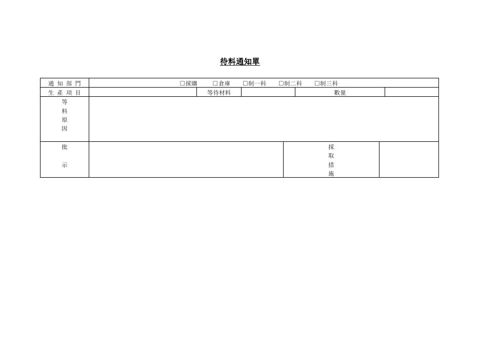 待料通知單 預覽