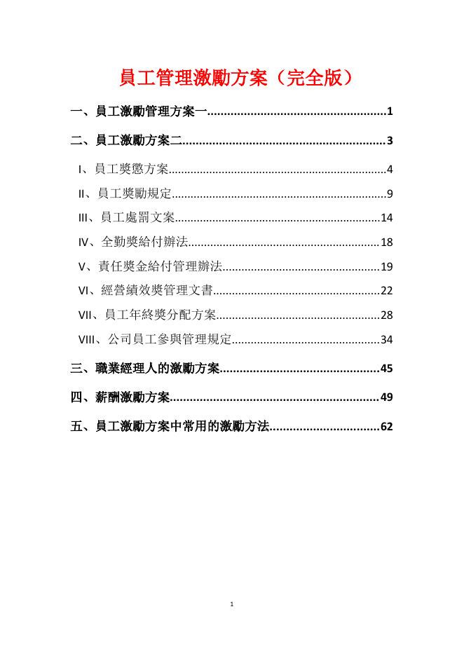 員工管理激勵方案(完全版) 預覽