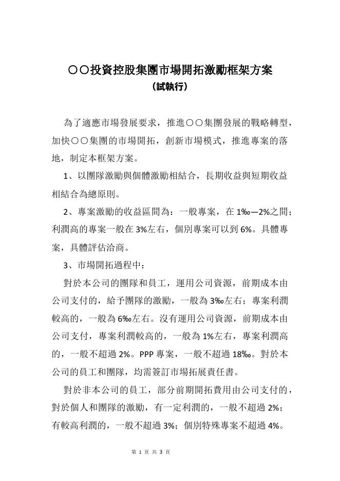 市場開拓激勵方案 預覽