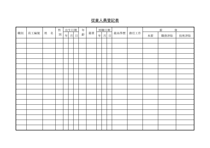 從業人員登記表 預覽
