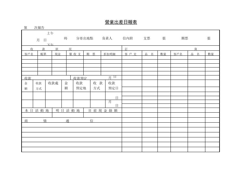 營業出差日報表 預覽