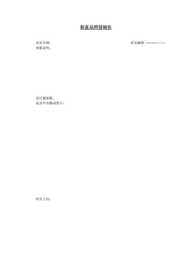 新產品開發報告（產品規格與設計圖） 預覽