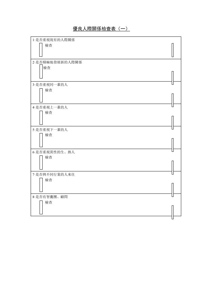 優良人際關係檢查表（一） 預覽