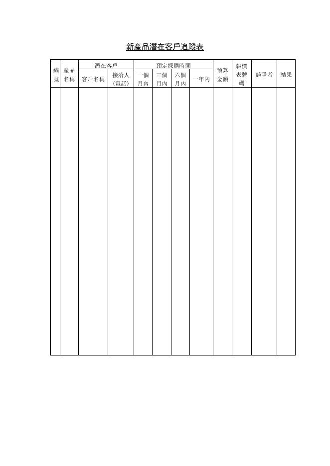 新產品潛在客戶追蹤表 預覽