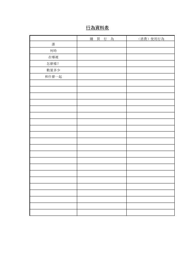 行為資料表 預覽