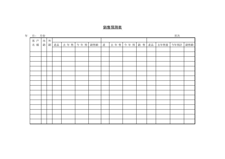 銷售預測表 預覽