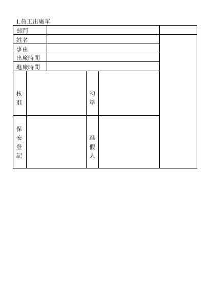 員工出廠單 預覽