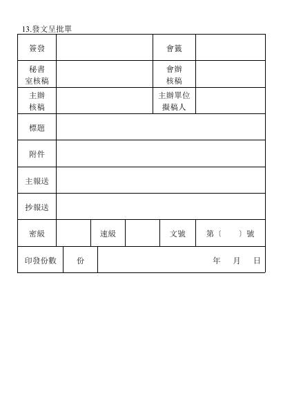 發文呈批單 預覽
