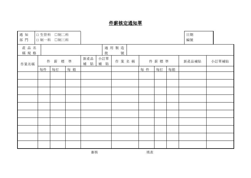 件薪核定通知單 預覽