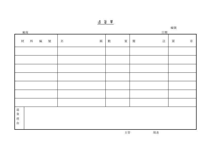 退貨單 預覽