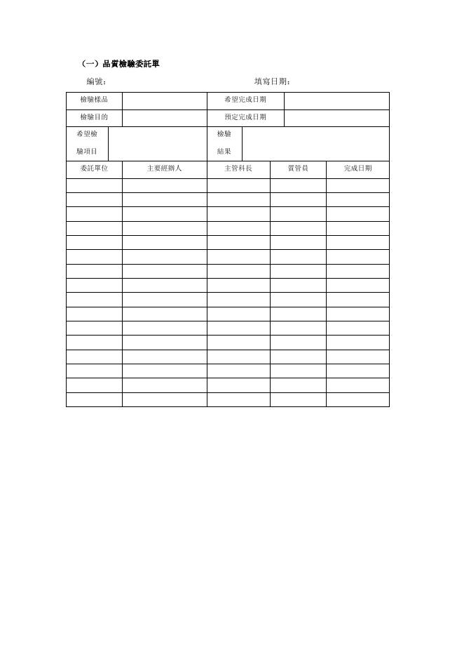 品質檢驗委託單 預覽
