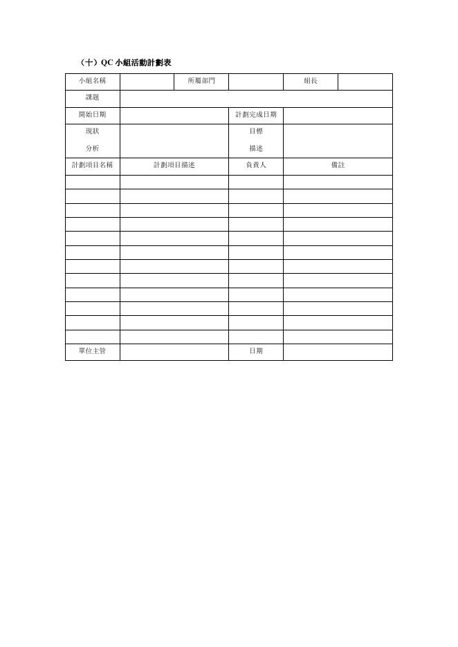 QC小組活動計劃表 預覽