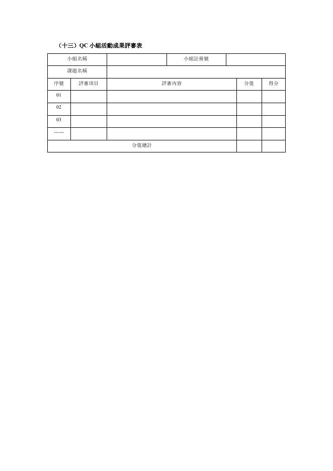 QC小組活動成果評審表 預覽