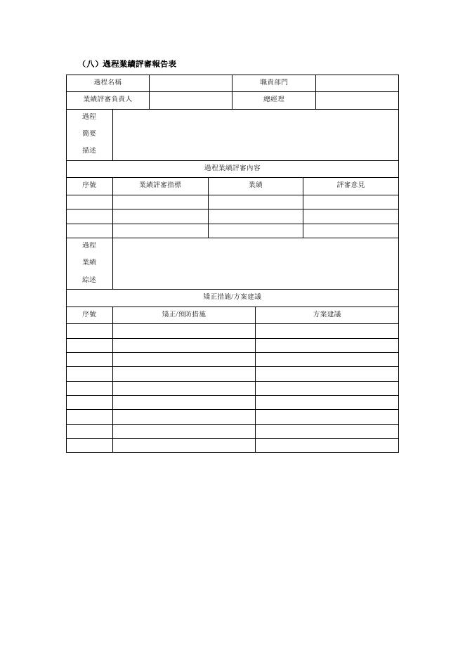 過程業績評審報告表 預覽