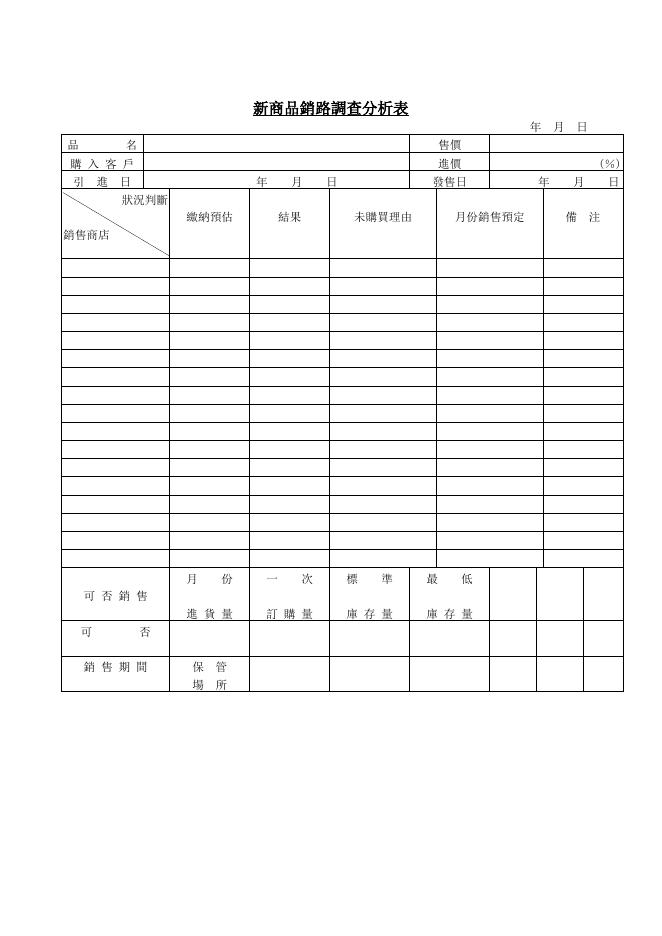新商品銷路調查分析表 預覽