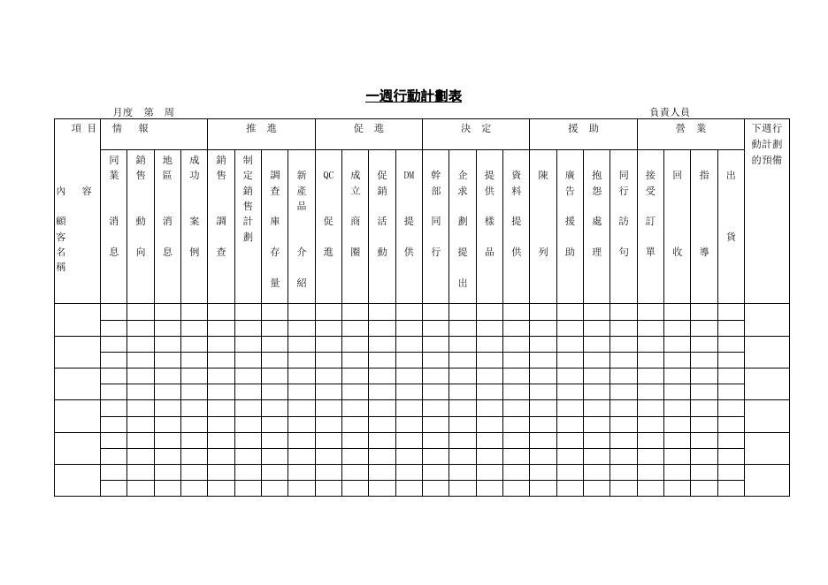 一週行動計劃表 預覽