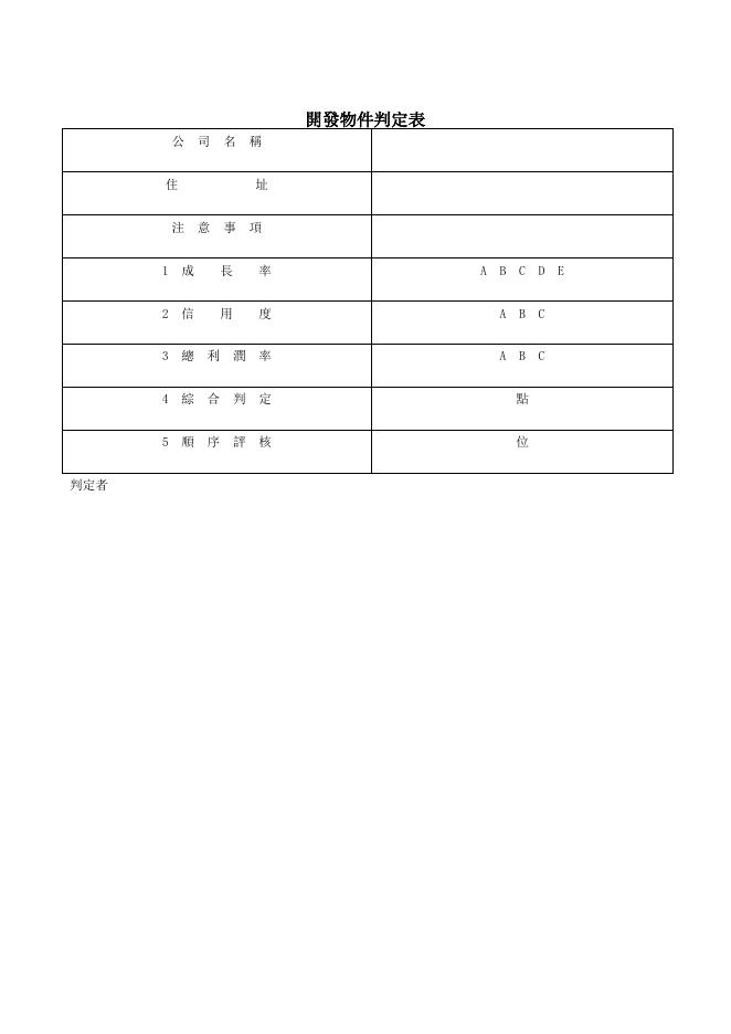 開發物件判定表 預覽