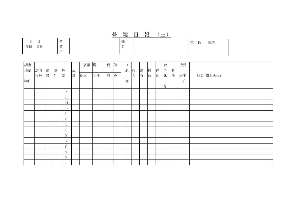 營業日報（三） 預覽