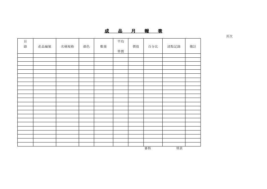 成品月報表 預覽
