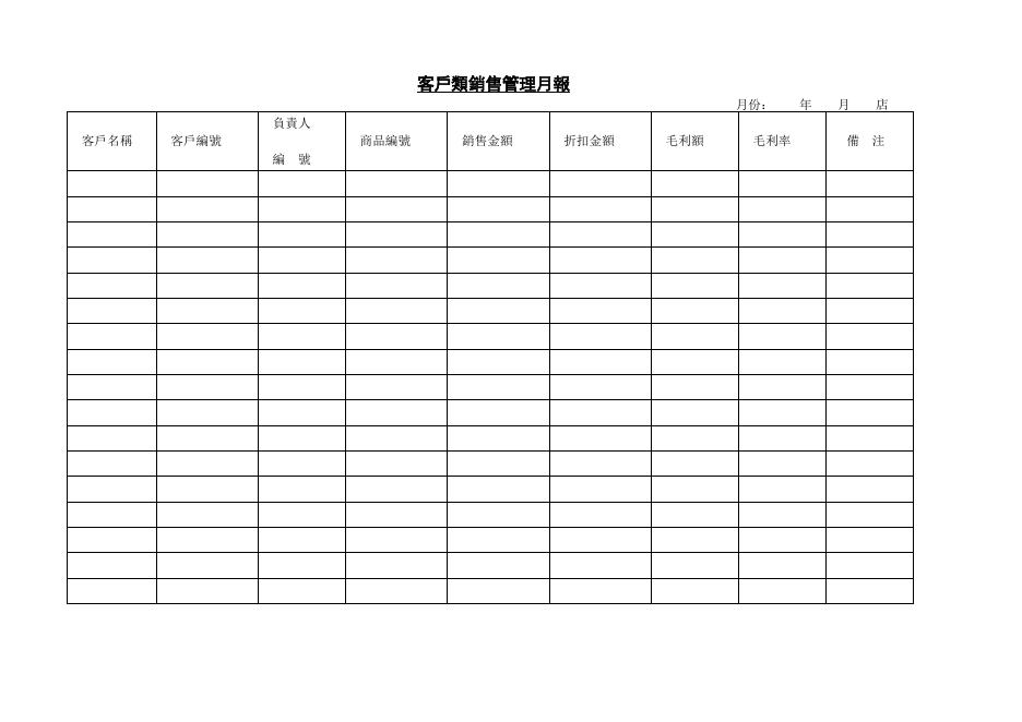 客戶類銷售管理月報 預覽