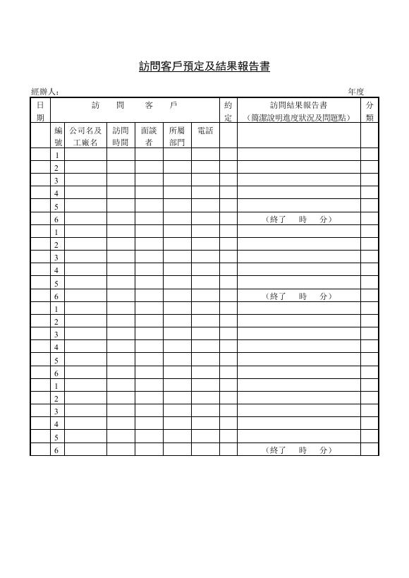 訪問客戶預定及結果報告書 預覽