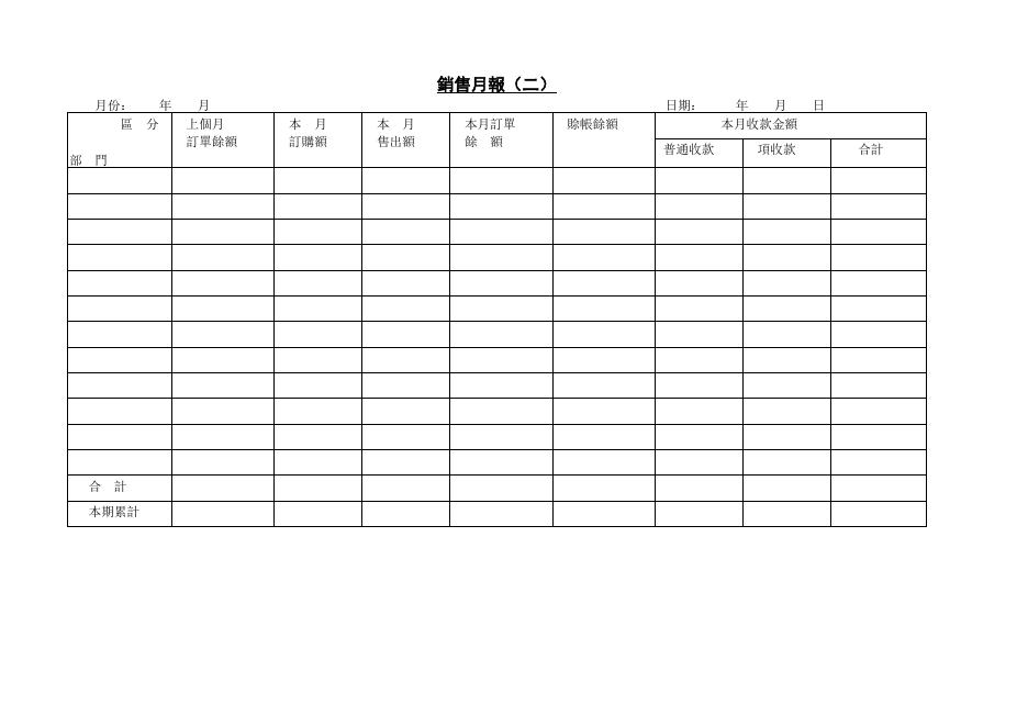 銷售月報（二） 預覽